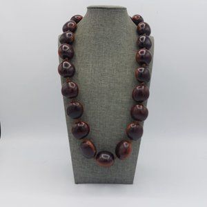 Dark Wooden Beads ( Seeds?) Necklace Tie Back Hypoallergenic Individually Tied N